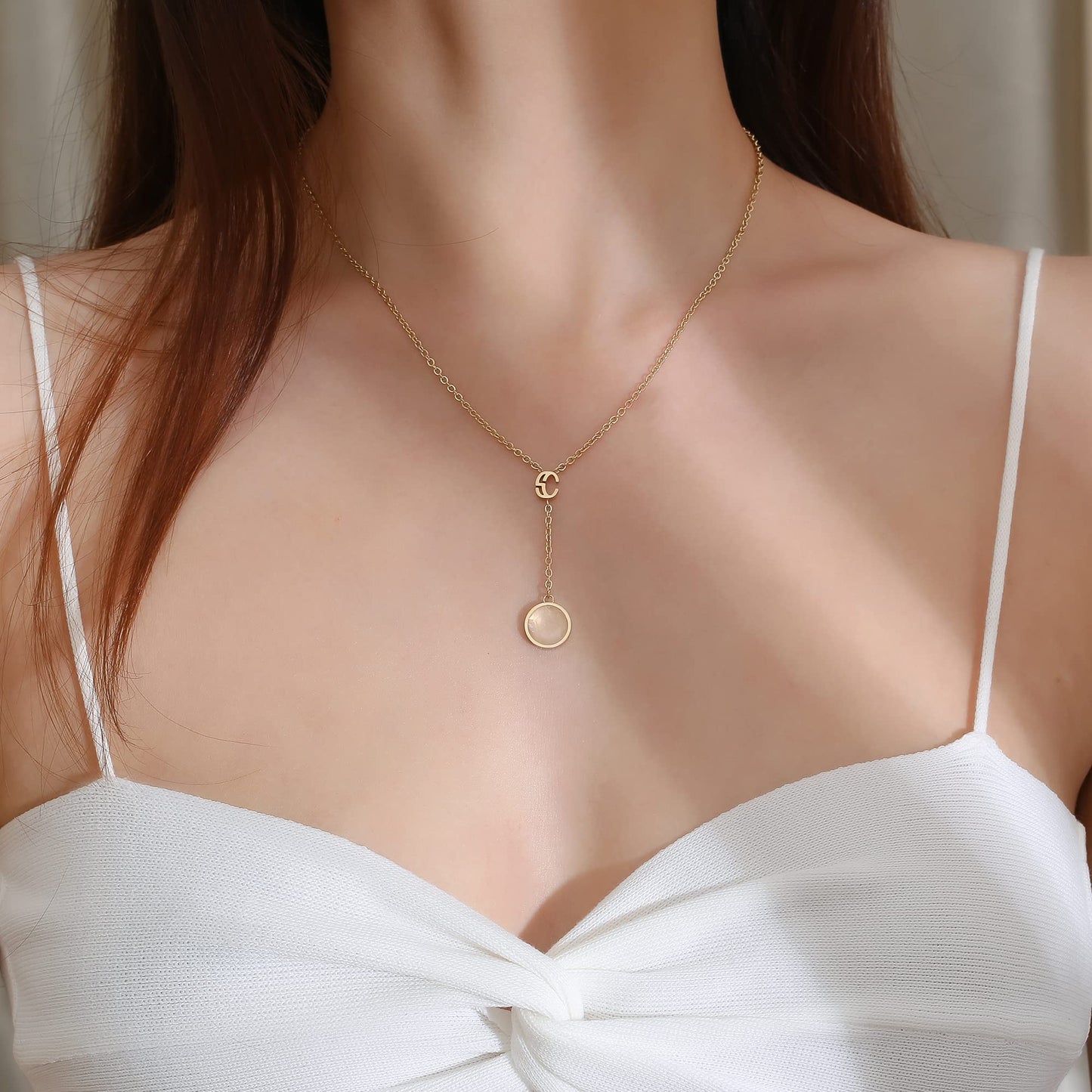 Elara Birthstone Lariat Necklace