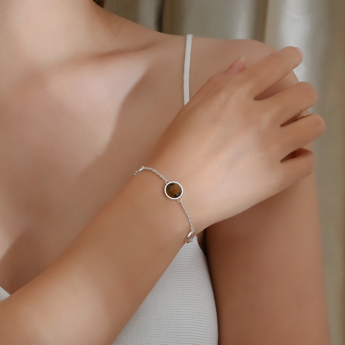 Selene Birthstone Silver Bracelet