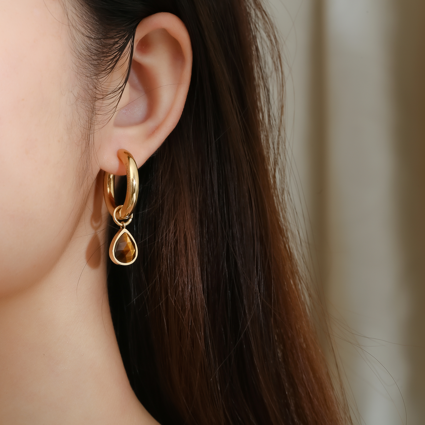 Drop Birthstone Hoop