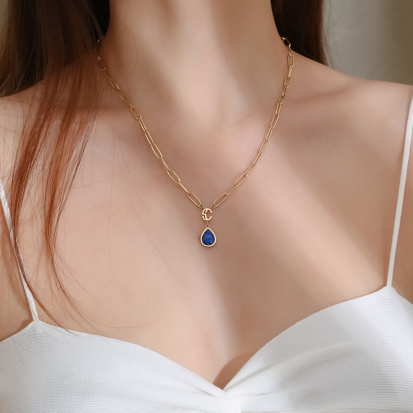 Lyra Birthstone Paperclip Necklace
