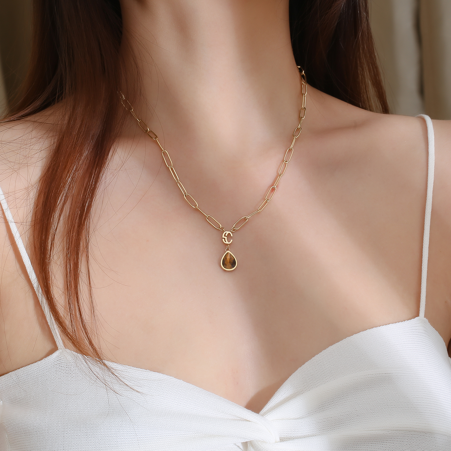 Lyra Birthstone Paperclip Necklace