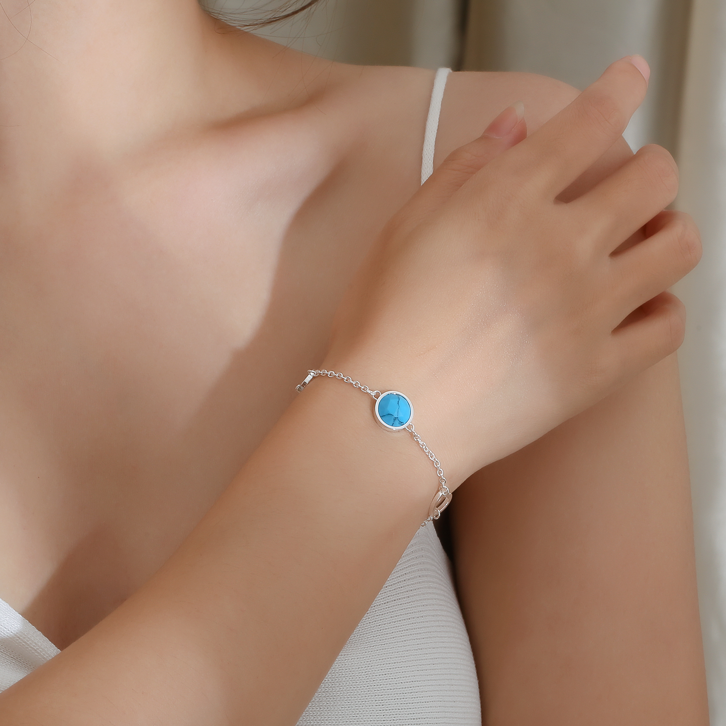 Selene Birthstone Silver Bracelet