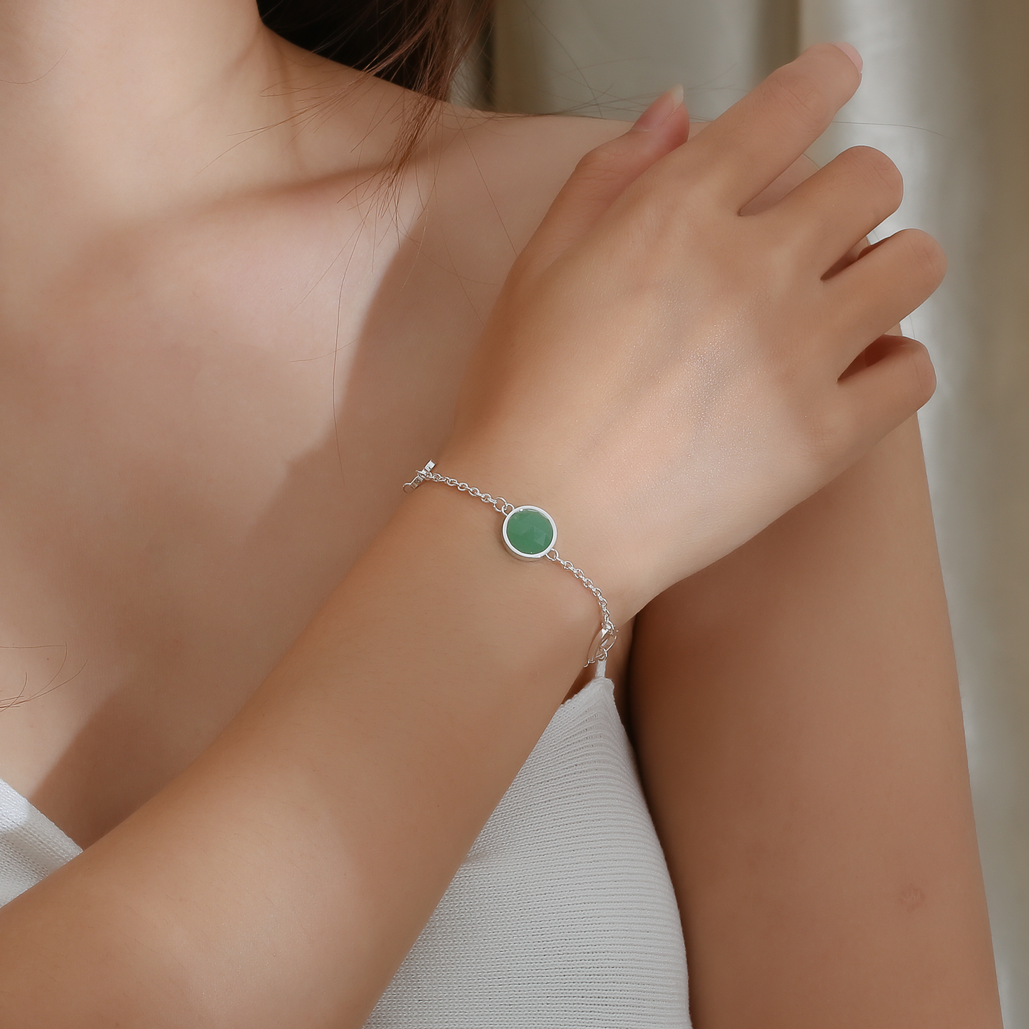 Selene Birthstone Silver Bracelet