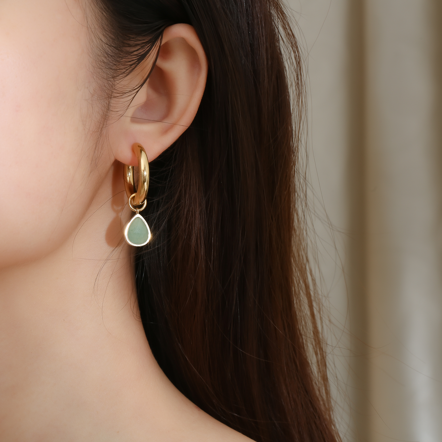 Drop Birthstone Hoop