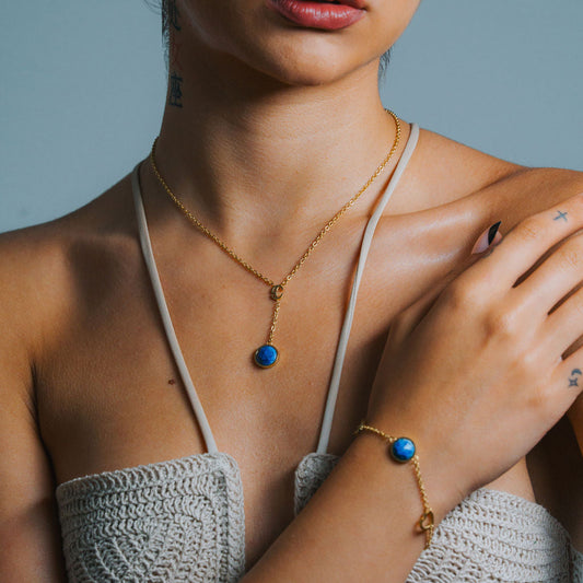 Elara  Birthstone Lariat Necklace