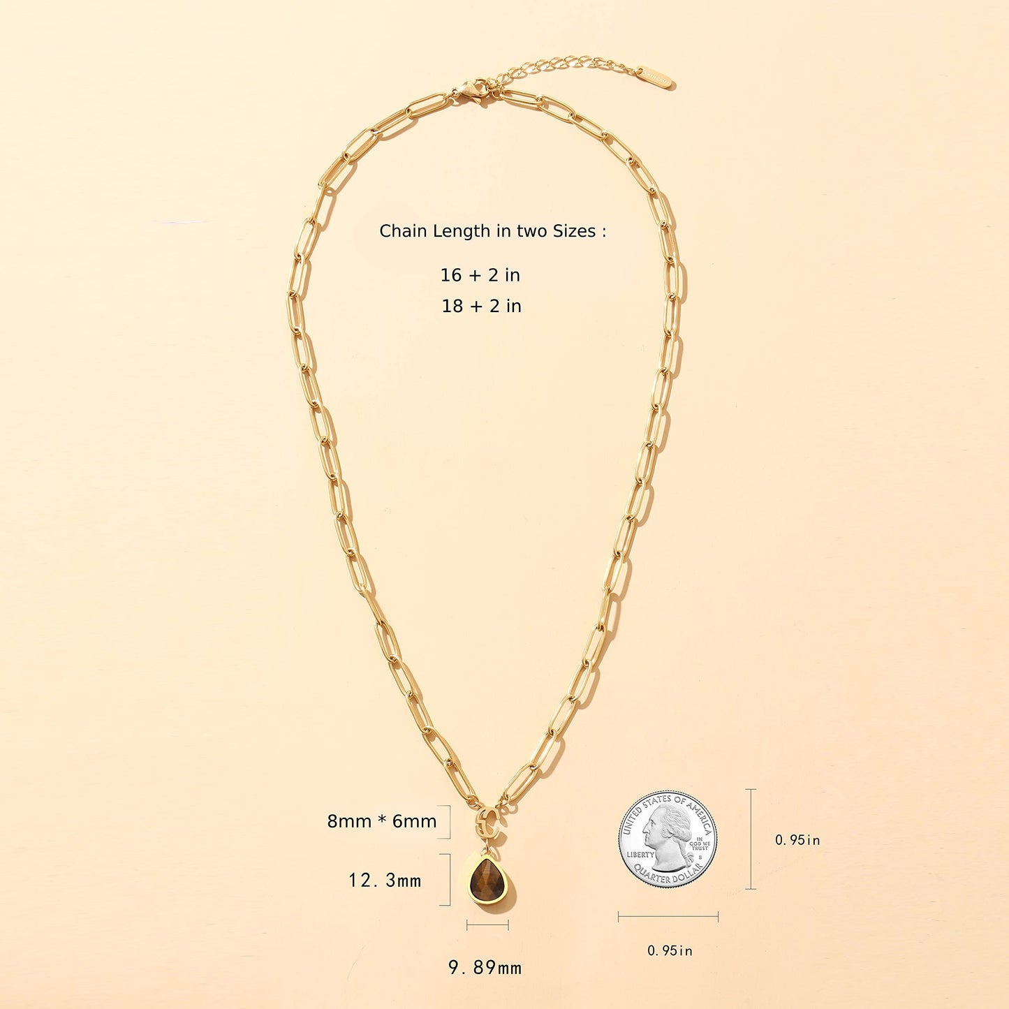 Lyra Birthstone Paperclip Necklace