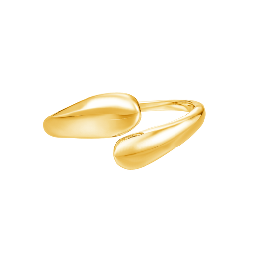 Duo Dome Gold ring with a unique design on a white background
