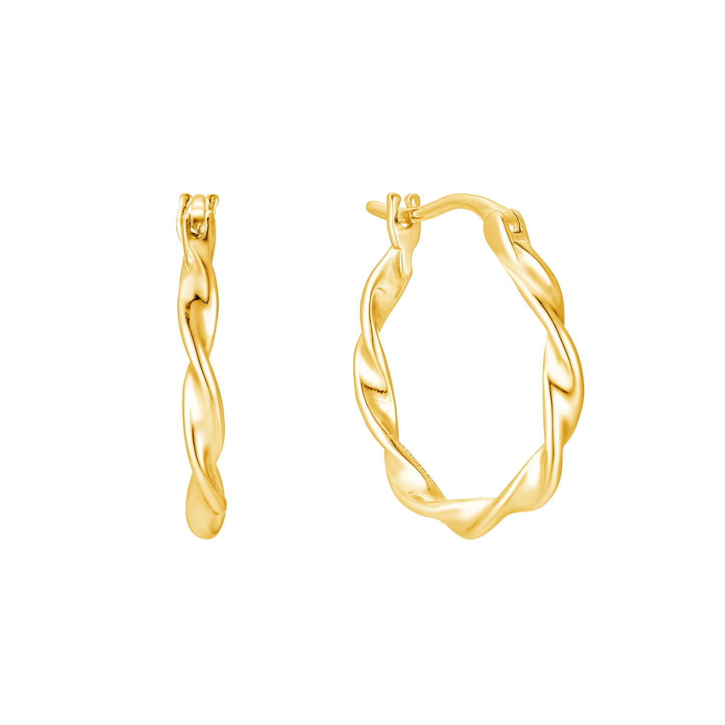 Gold Twisted Rope Large hoop earrings on a white background